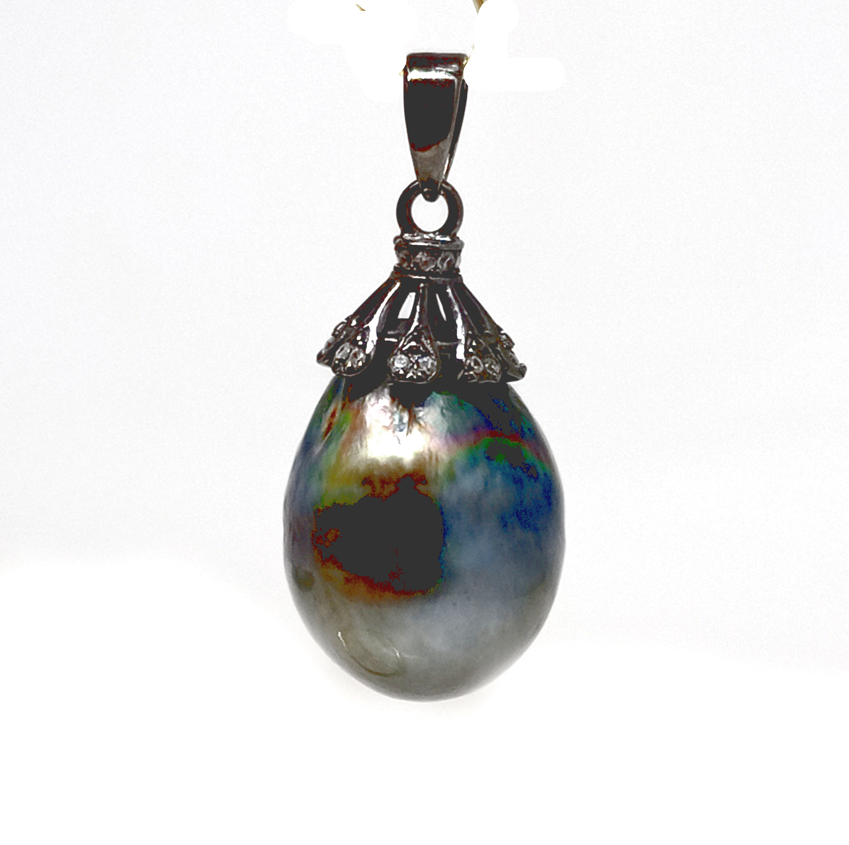 Green with Aubergine CirclésTahitian Pearl Pendant